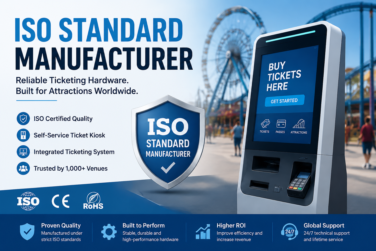 ISO standard ticket kiosk manufacturer